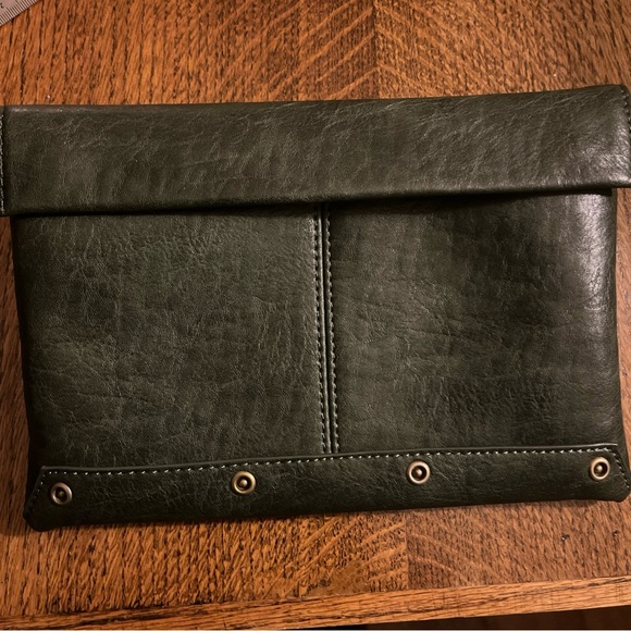 Joy Susan Convertible Crossbody Wristlet: Fold-Over Vegan Dark Jade - Picture 5 of 5